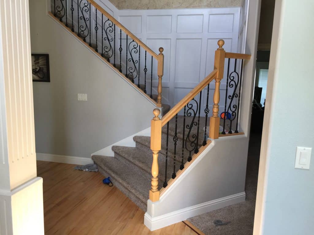 Wainscotting on stairs